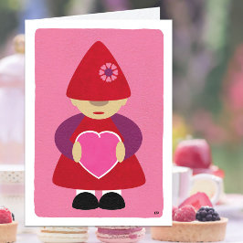 Moderner Gnome Pink Happy Valentine's Day Karte