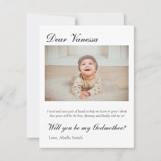 Moderner Godmatt-Vorschlag Godmata-Taufe Einladung (Vorderseite)