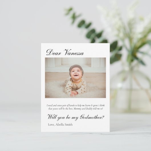 Moderner Godmatt-Vorschlag Godmata-Taufe Einladung (Stehend Vorderseite)