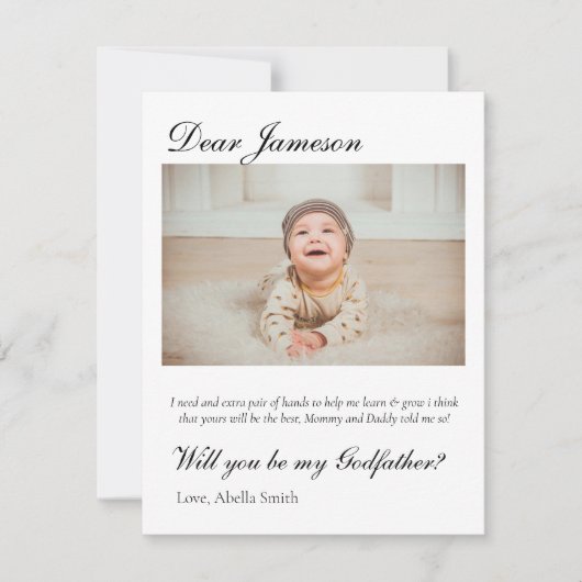 Moderner Godmatt-Vorschlag Taufe Einladung (Vorderseite)