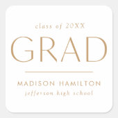 Moderner Gold-Abschluss Quadratischer Aufkleber (Vorderseite)