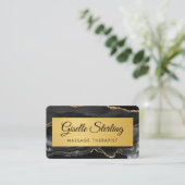 Moderner Gold-Achat-Spa- und Massage-QR-Code Visitenkarte (Stehend Vorderseite)