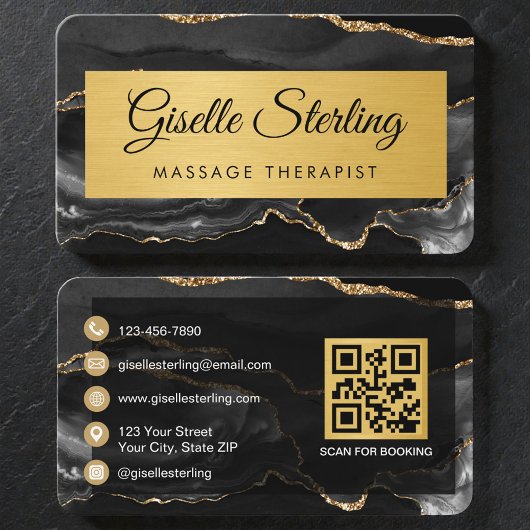 Moderner Gold-Achat-Spa- und Massage-QR-Code Visitenkarte
