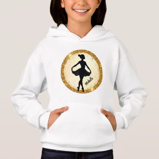 Moderner Gold Ballerina Balletanz Personalisiert Hoodie (Vorderseite)