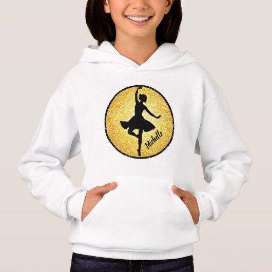 Moderner Gold Ballerina Balletanz Personalisiert Hoodie (Vorderseite)