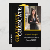 Moderner Gold Black 2025 Qr Foto Abschluss Einladung (Vorne/Hinten)