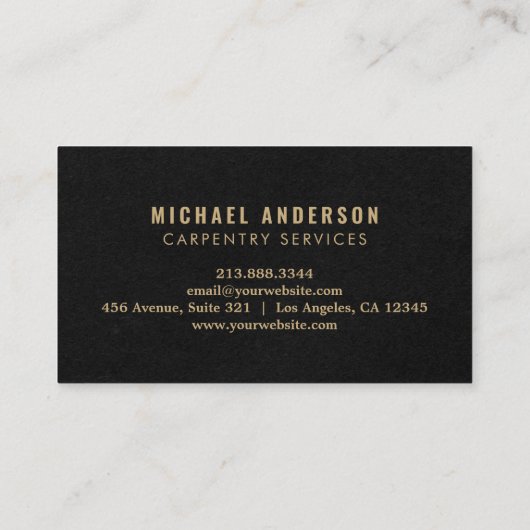Moderner Gold & Black Carpentry Service und Handym Visitenkarte (Rückseite)