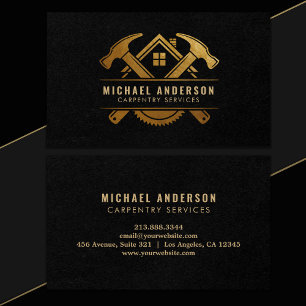 Moderner Gold & Black Carpentry Service und Handym Visitenkarte