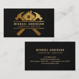Moderner Gold & Black Carpentry Service und Handym Visitenkarte