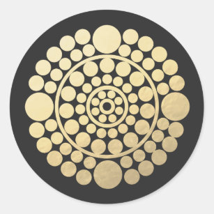 Moderner Gold Black Circle Mandala Runder Aufkleber