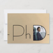 Moderner Gold Black Foto PhD-Abschluss Einladung (Rückseite)