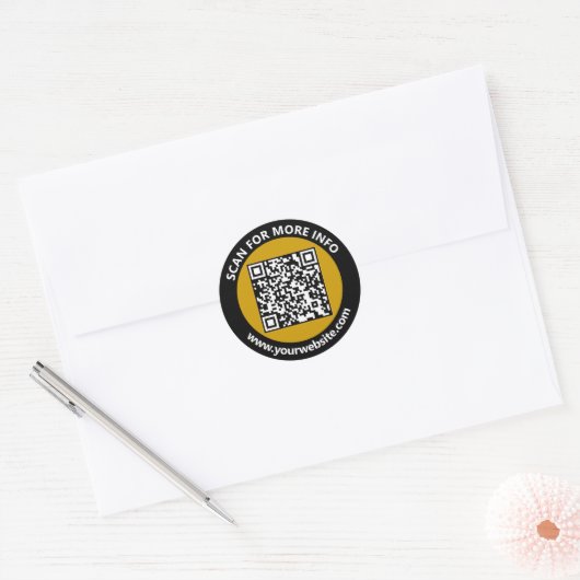 Moderner Gold Black QR Code Benutzerdefinierter we Runder Aufkleber (Umschlag)