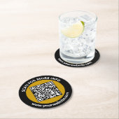 Moderner Gold Black QR Code Benutzerdefinierter we Runder Pappuntersetzer (Vor Ort)