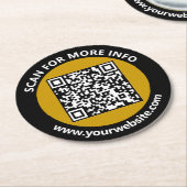 Moderner Gold Black QR Code Benutzerdefinierter we Runder Pappuntersetzer (Angewinkelt)
