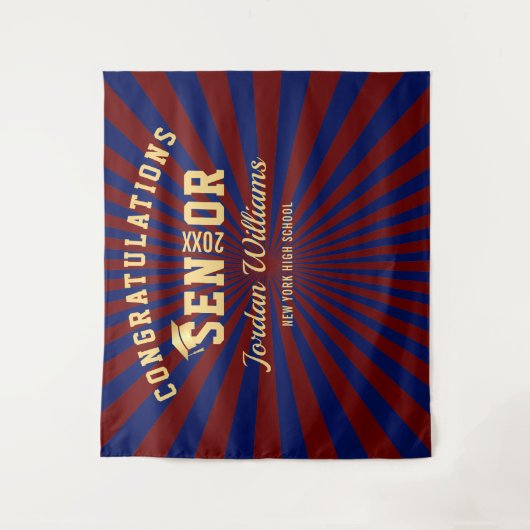 Moderner Gold Blue Abschluss Foto Stand Hintergrun Wandteppich (Vorderseite)