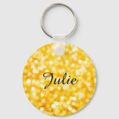 Moderner Gold-Bokeh-Schlüsselanhänger mit Name Schlüsselanhänger (Vorderseite)