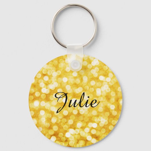 Moderner Gold-Bokeh-Schlüsselanhänger mit Name Schlüsselanhänger (Vorderseite)