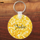 Moderner Gold-Bokeh-Schlüsselanhänger mit Name Schlüsselanhänger (Vorderseite)