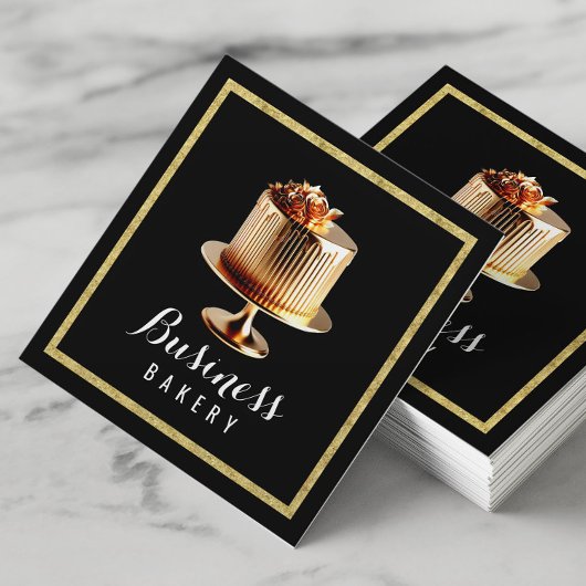Moderner Gold Cake Zuhause Bäckerei Konditorei Köc Quadratische Visitenkarte