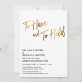 Moderner Gold-Empfang haben und halten Einladung (Vorderseite)