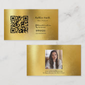Moderner Gold Foto QR-Code Beruflich Visitenkarte (Vorne/Hinten)