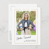 Moderner Gold-Frame-Foto-Abschluss der Graduate Cl Ankündigungspostkarte (Vorne/Hinten)