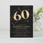 Moderner Gold Glitzer 60. Geburtstag Einladung (Stehend Vorderseite)
