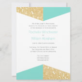 Moderner Gold Glitzer & Aquamarine Hochzeitseinlad Einladung (Rückseite)