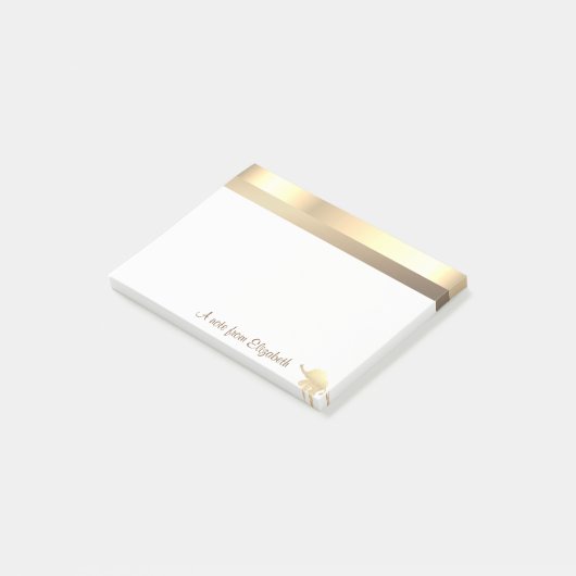 Moderner Gold Glitzer Elephant - Personalisiert Post-it Klebezettel (angewinkelt)
