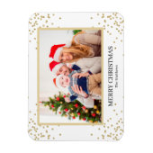 Moderner Gold Glitzer Frohe Weihnachtsfamilie Foto Magnet (Vertikal)