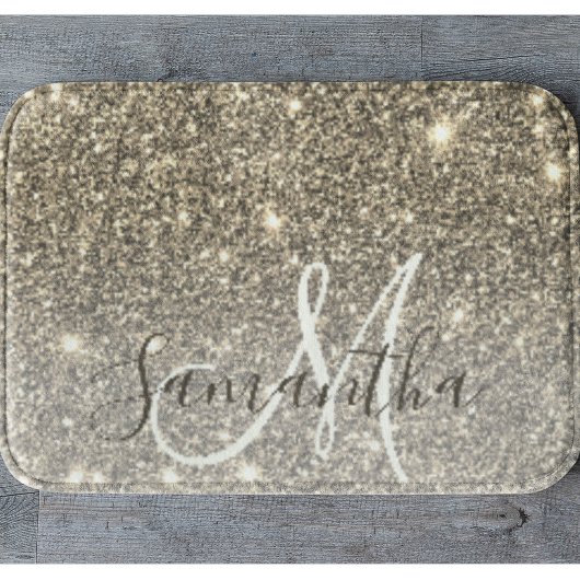 Moderner Gold Glitzer Glitzern Personalisiert Name Badematte