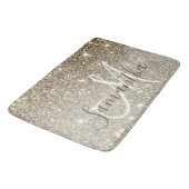 Moderner Gold Glitzer Glitzern Personalisiert Name Badematte (Schrägansicht)
