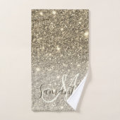 Moderner Gold Glitzer Glitzern Personalisiert Name Badhandtuch Set (Handtuch)