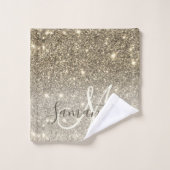 Moderner Gold Glitzer Glitzern Personalisiert Name Badhandtuch Set (Waschlappen)