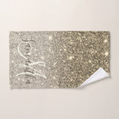 Moderner Gold Glitzer Glitzern Personalisiert Name Badhandtuch Set (Handtuch)