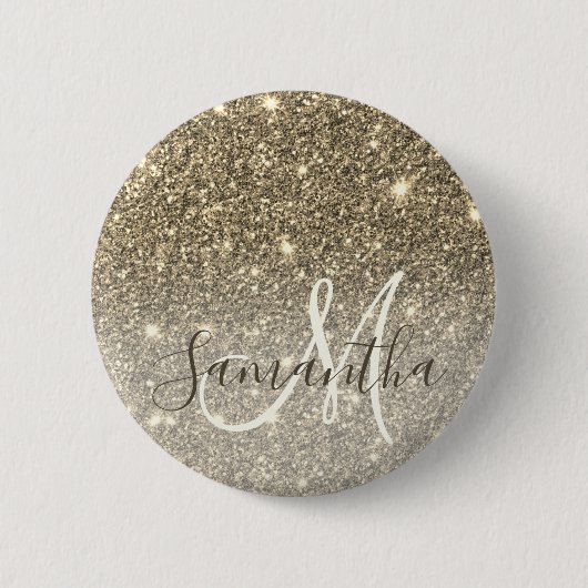 Moderner Gold Glitzer Glitzern Personalisiert Name Button (Vorderseite)