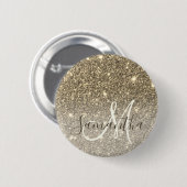 Moderner Gold Glitzer Glitzern Personalisiert Name Button (Vorne & Hinten)