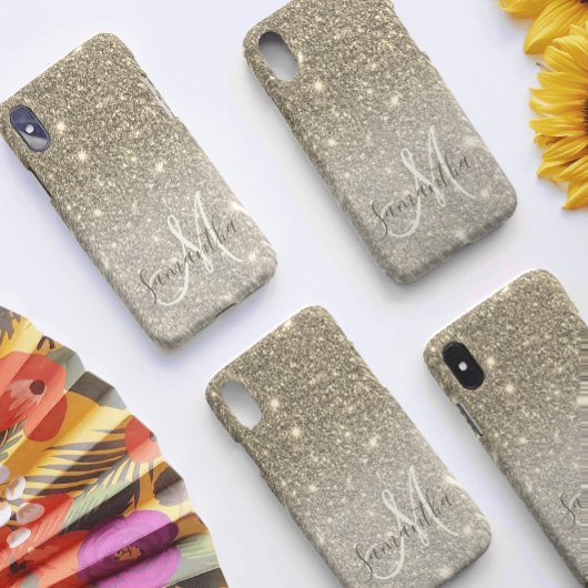 Moderner Gold Glitzer Glitzern Personalisiert Name Case-Mate iPhone Hülle
