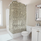Moderner Gold Glitzer Glitzern Personalisiert Name Duschvorhang (Beispiel)