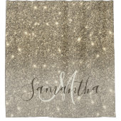 Moderner Gold Glitzer Glitzern Personalisiert Name Duschvorhang (Vorderseite)