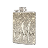 Moderner Gold Glitzer Glitzern Personalisiert Name Flachmann (Links)