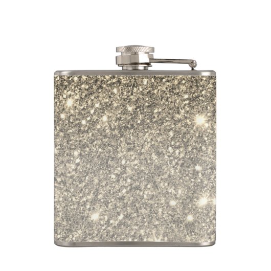 Moderner Gold Glitzer Glitzern Personalisiert Name Flachmann (Rückseite)