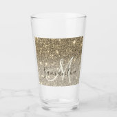 Moderner Gold Glitzer Glitzern Personalisiert Name Glas (Vorderseite)