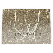 Moderner Gold Glitzer Glitzern Personalisiert Name Große Geschenktüte (Vorderseite)