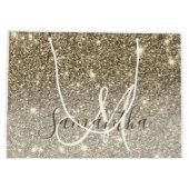 Moderner Gold Glitzer Glitzern Personalisiert Name Große Geschenktüte (Rückseite)
