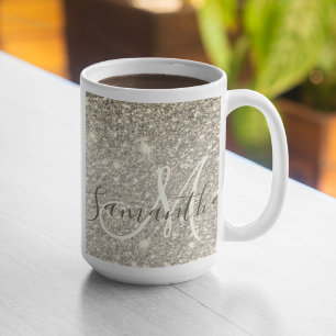 Moderner Gold Glitzer Glitzern Personalisiert Name Kaffeetasse