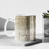 Moderner Gold Glitzer Glitzern Personalisiert Name Kaffeetasse