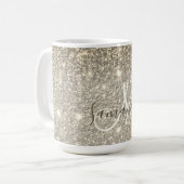Moderner Gold Glitzer Glitzern Personalisiert Name Kaffeetasse (Vorderseite Links)