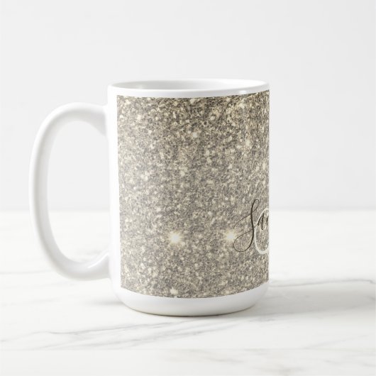 Moderner Gold Glitzer Glitzern Personalisiert Name Kaffeetasse (Links)