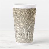 Moderner Gold Glitzer Glitzern Personalisiert Name Milchtasse (Vorderseite)